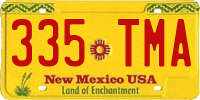 NM license plate 335TMA