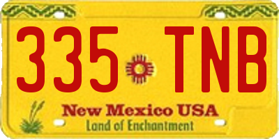 NM license plate 335TNB