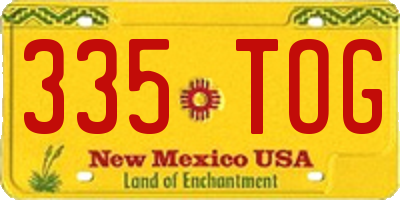 NM license plate 335TOG