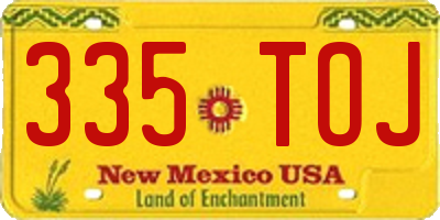 NM license plate 335TOJ