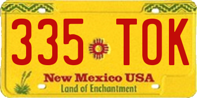 NM license plate 335TOK