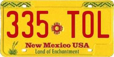 NM license plate 335TOL