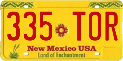 NM license plate 335TOR