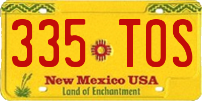 NM license plate 335TOS