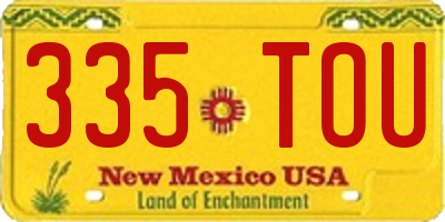 NM license plate 335TOU