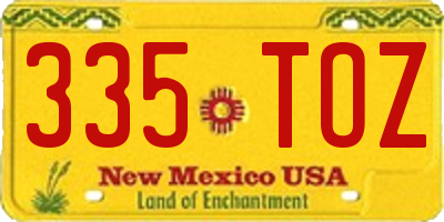 NM license plate 335TOZ