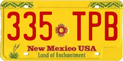 NM license plate 335TPB