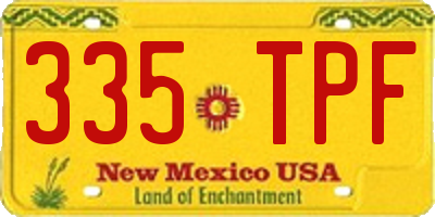 NM license plate 335TPF
