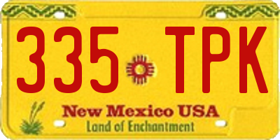 NM license plate 335TPK