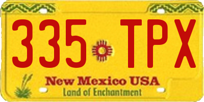 NM license plate 335TPX