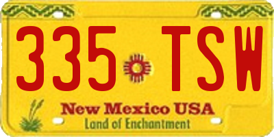 NM license plate 335TSW