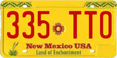 NM license plate 335TTO