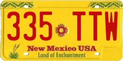NM license plate 335TTW