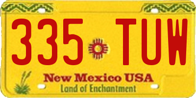 NM license plate 335TUW