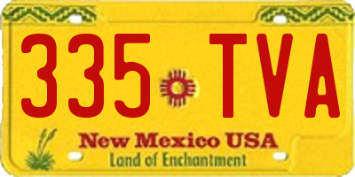 NM license plate 335TVA