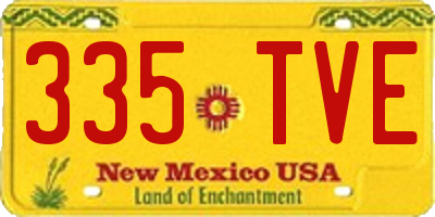 NM license plate 335TVE