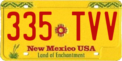 NM license plate 335TVV
