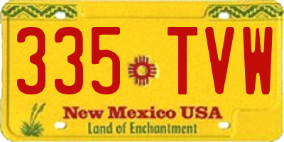 NM license plate 335TVW