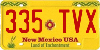 NM license plate 335TVX