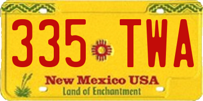 NM license plate 335TWA