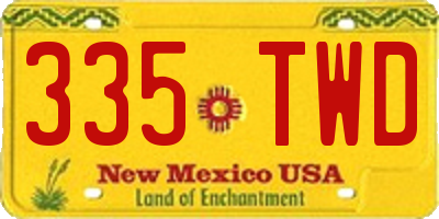 NM license plate 335TWD