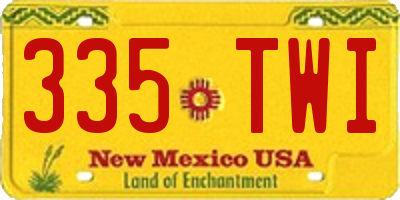 NM license plate 335TWI