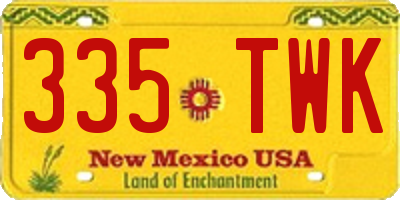 NM license plate 335TWK