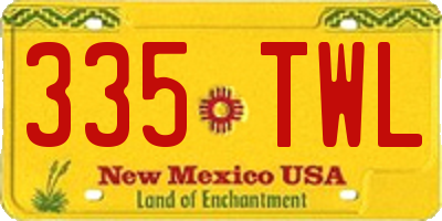 NM license plate 335TWL