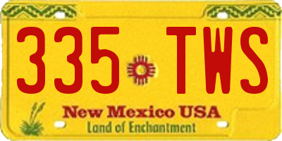 NM license plate 335TWS
