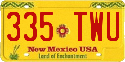 NM license plate 335TWU