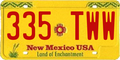 NM license plate 335TWW