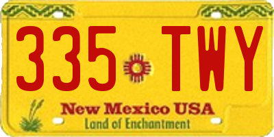 NM license plate 335TWY