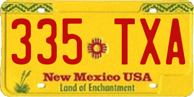 NM license plate 335TXA