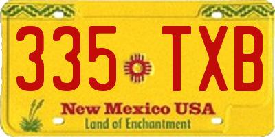 NM license plate 335TXB