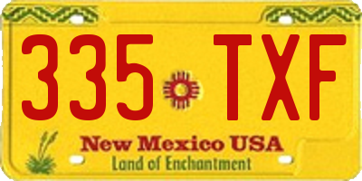 NM license plate 335TXF