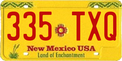 NM license plate 335TXQ