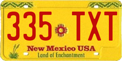 NM license plate 335TXT
