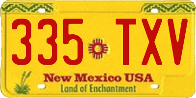 NM license plate 335TXV