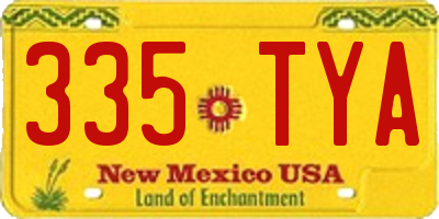 NM license plate 335TYA
