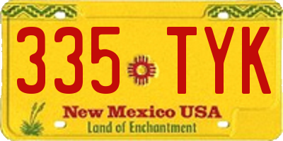 NM license plate 335TYK