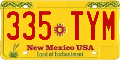 NM license plate 335TYM