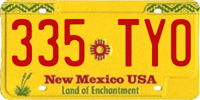 NM license plate 335TYO