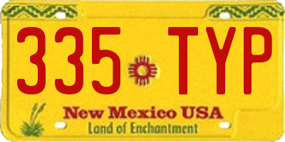 NM license plate 335TYP