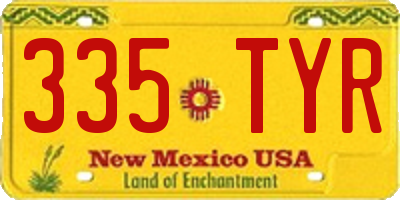 NM license plate 335TYR