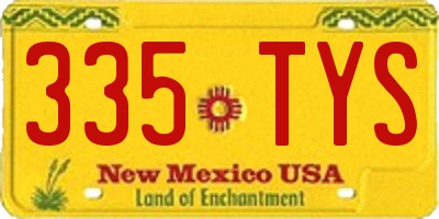 NM license plate 335TYS
