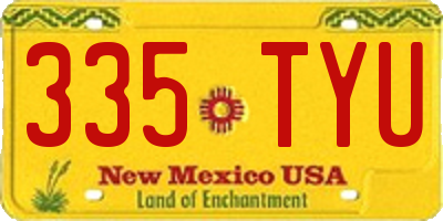 NM license plate 335TYU