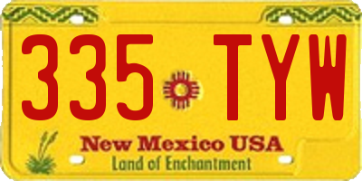 NM license plate 335TYW