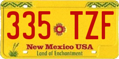 NM license plate 335TZF