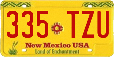 NM license plate 335TZU