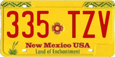 NM license plate 335TZV